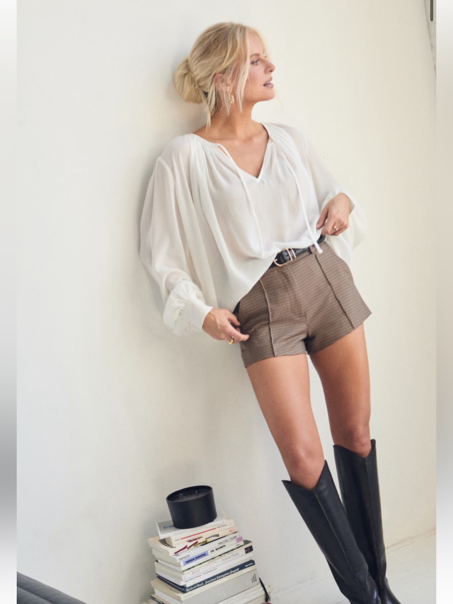 Abercrombie & Fitch X Kathleen Post Long-Sleeve Tie-Front Blouse